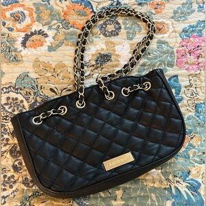 bebe Quilted Black Chain Shoulder Bag